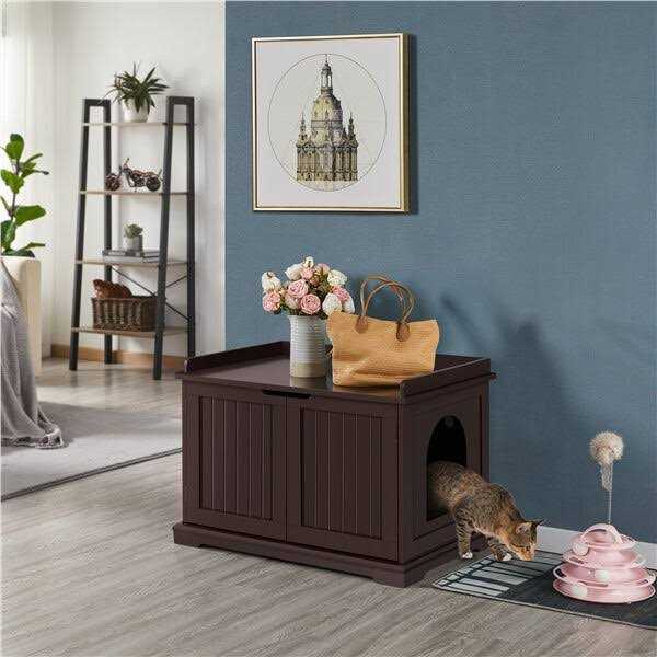 Alternative view of Yaheetech Cat Litter Box Enclosure Wooden Storage Side Table