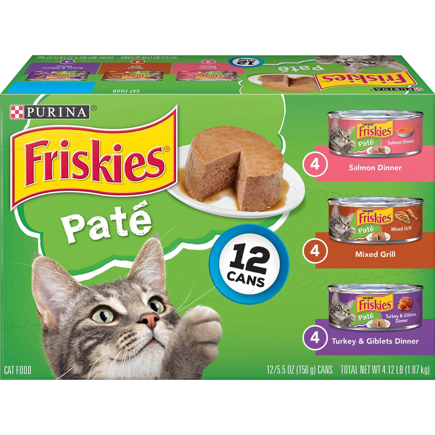 Purina Friskies Pate Salmon Turkey Mixed Grilled Wet Cat Food Variety Pack