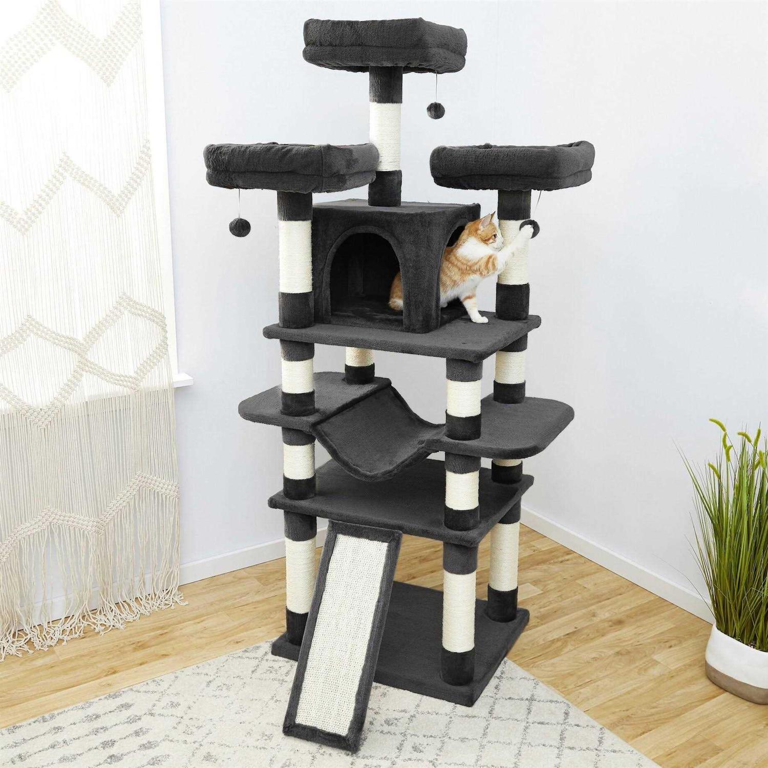 Frisco 68-in Faux Fur Cat Tree Condo
