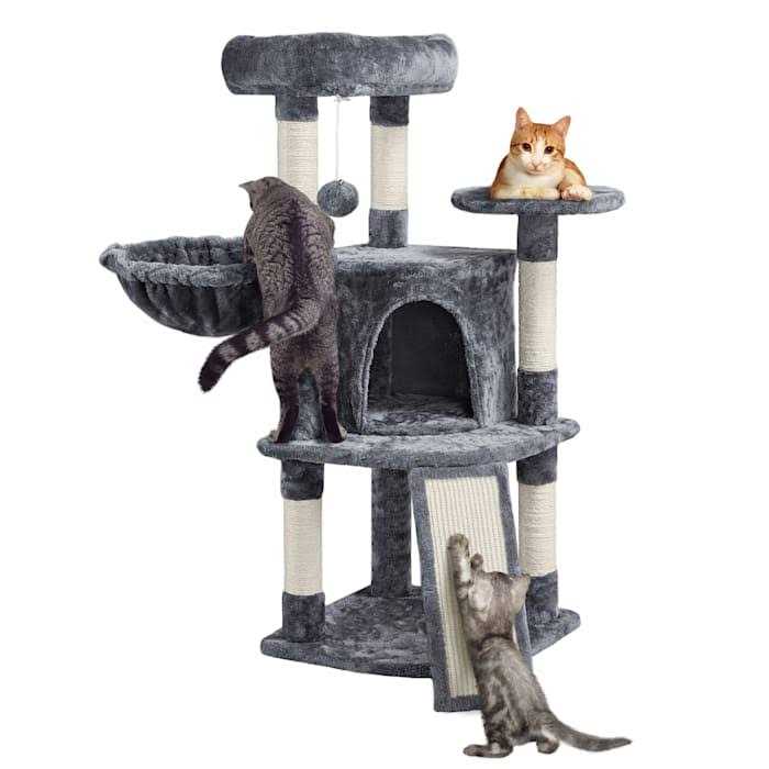 Topeakmart Medium Plush Cat Tree Condo with Basket