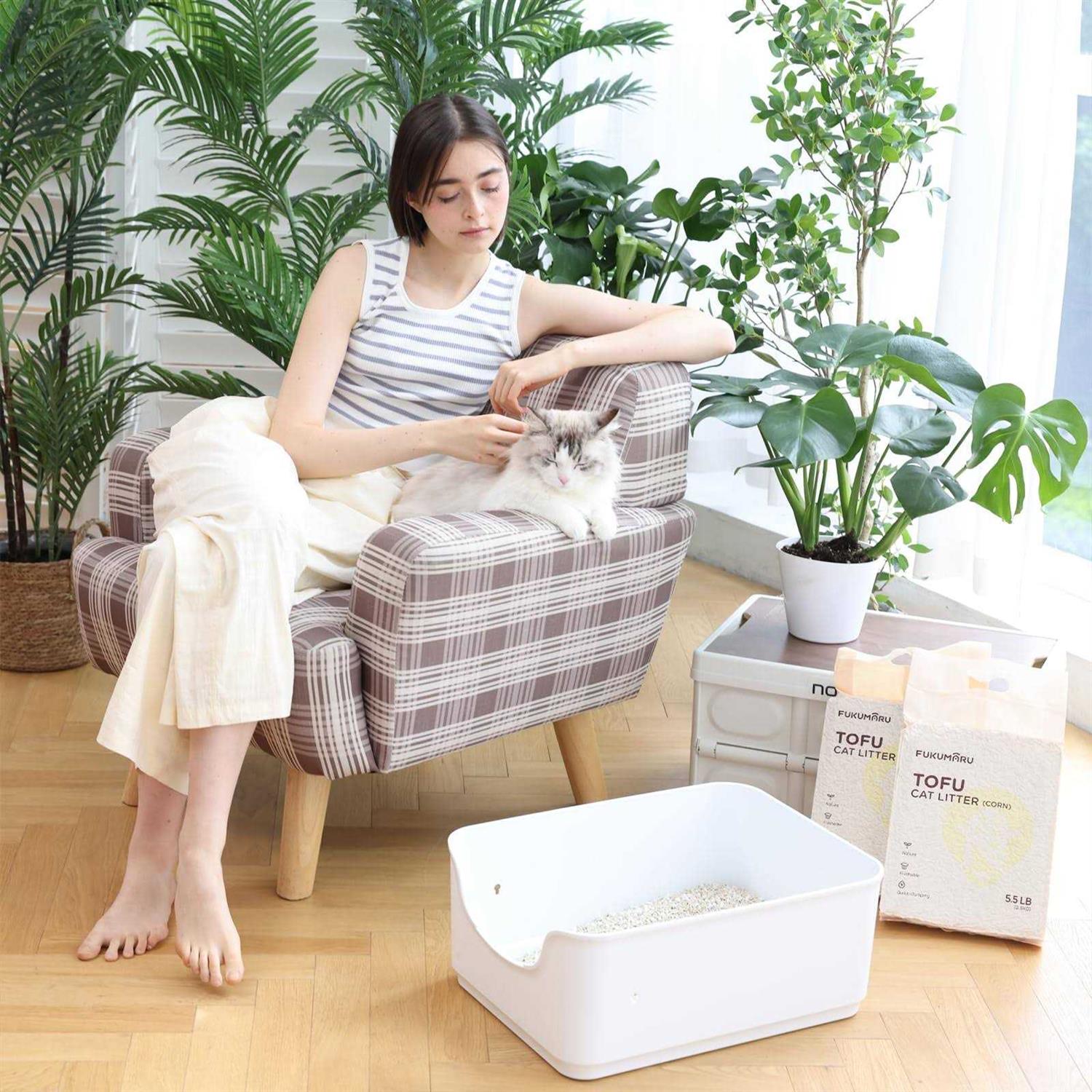 Alternative view of FUKUMARU Tofu Cat Litter Clumping Cat Litter, Dust Free Unscented Flushable Tofu Litter, Natural, Lightweight and Low Tracking Cat Litter