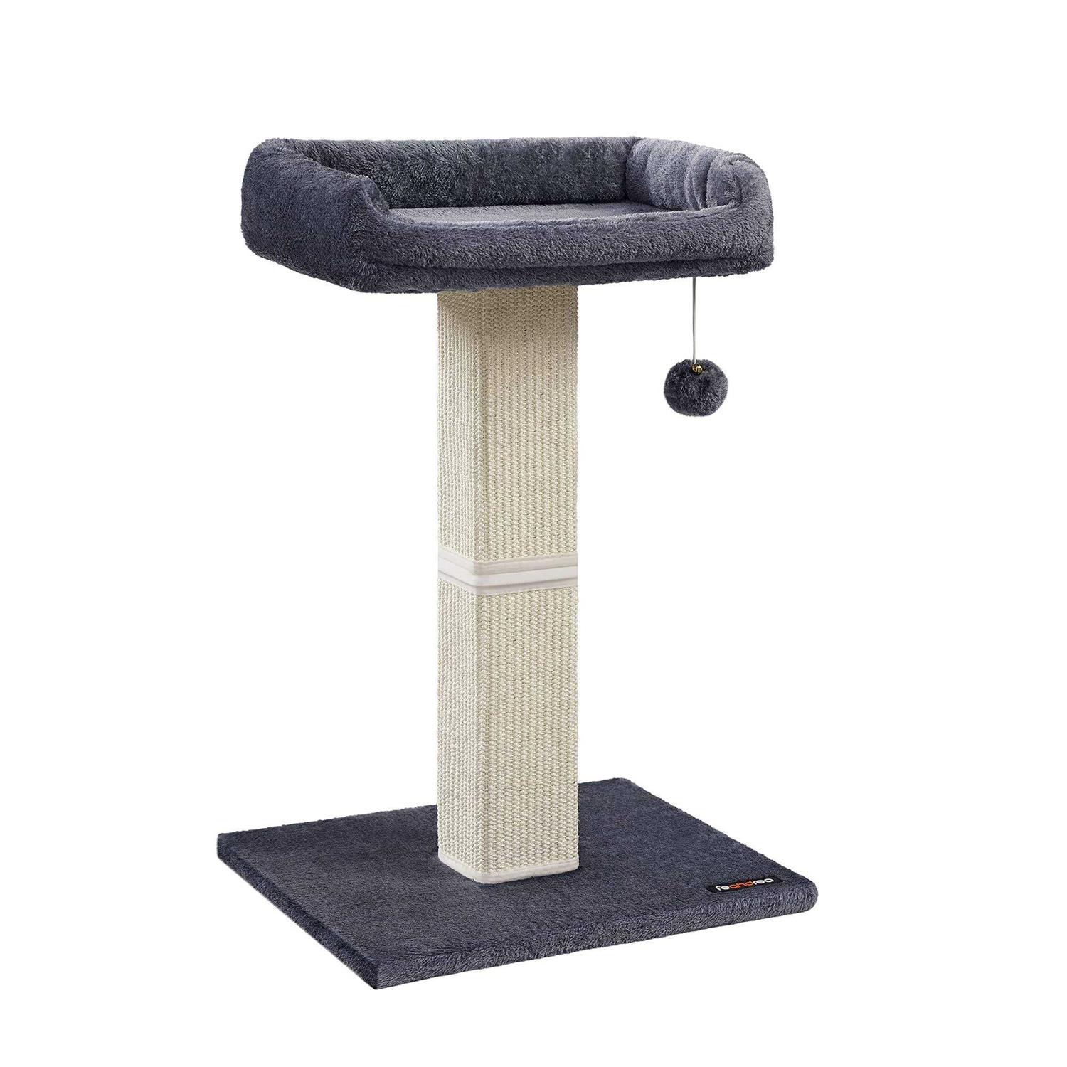 Feandrea Cat Scratching Post Cat Scratcher with 15.7 x 11.8 Inches Plush Perch