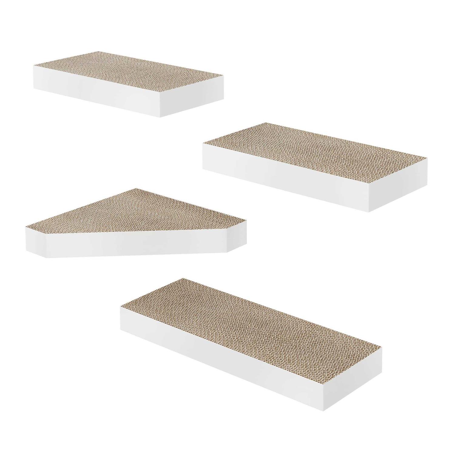 Way Basics Cat Scratcher Floating Shelf Combo