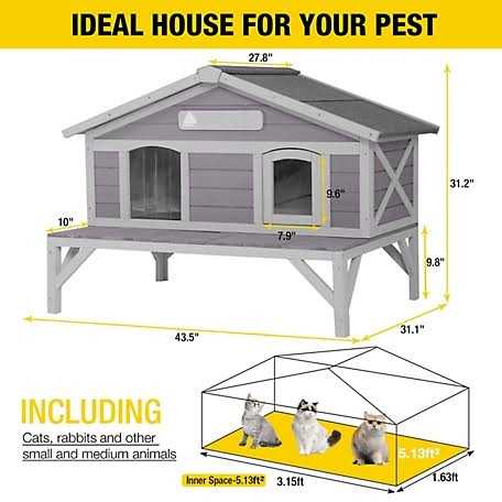 Alternative view of Aivituvin AIR92 Premium Wooden Cat House for Feral Cats