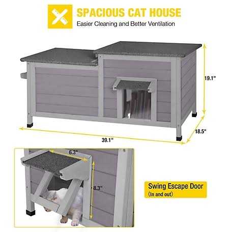 Alternative view of aivituvin Feral Cat Shelter 2-Room Outdoor Cat House for Rescued Cats AIR93