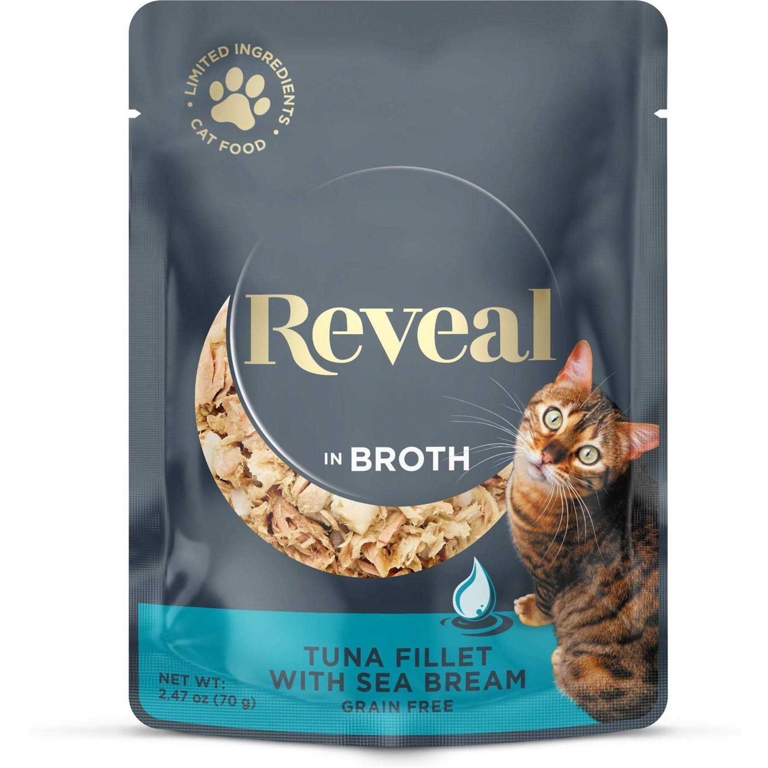 Reveal Natural Wet Cat Food Tuna Fillet with Sea Bream in Broth