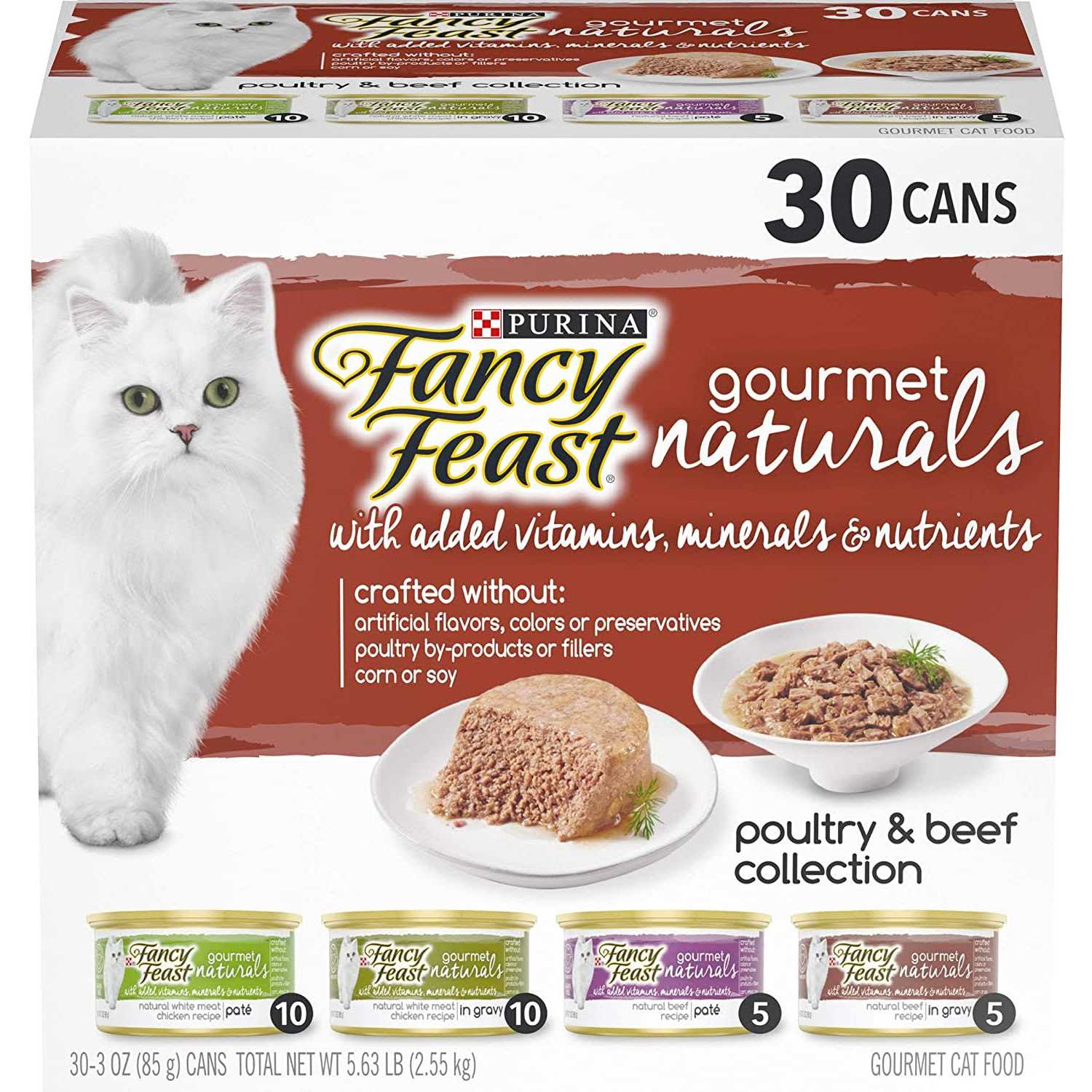 Fancy Feast Wet Cat Food Variety Pack Gourmet Naturals Poultry and Beef Collection