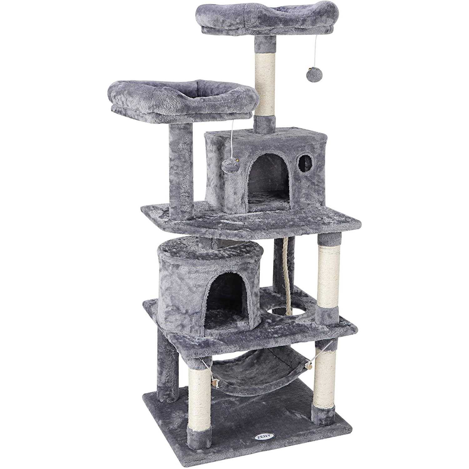 Zeny 57-in Cat Tree & Condo Scratching Post Tower Kitten Activity Play House