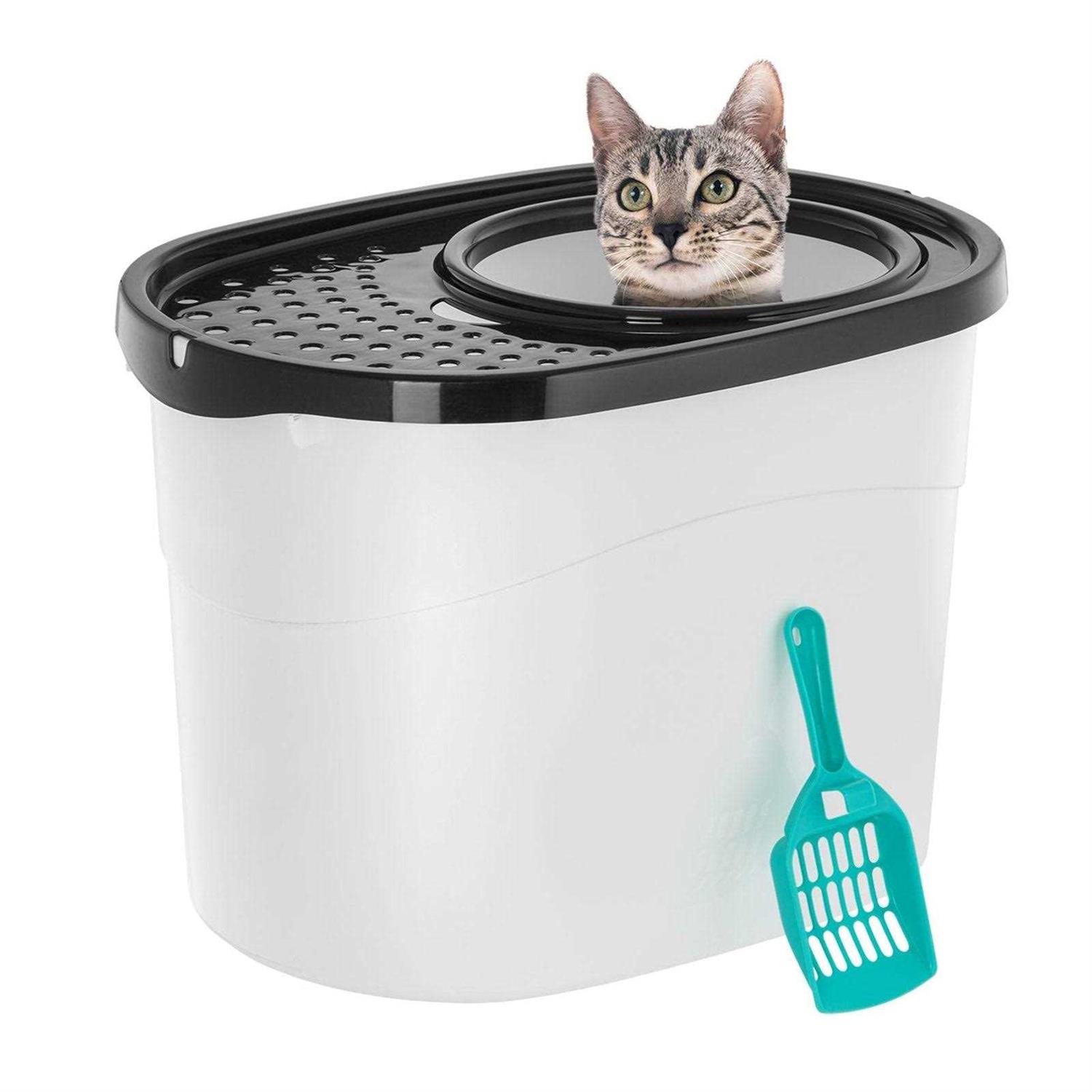IRIS USA Top Entry Cat Litter Box with Scoop