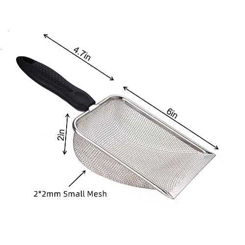 Alternative view of FIRSAL Small Mesh Stainless Steel Cat Litter Scoop Fine Mesh Metal Reptile Litter Cleaner Scooper Non-Stick Coated Metal Litter Scoop Fine Sand