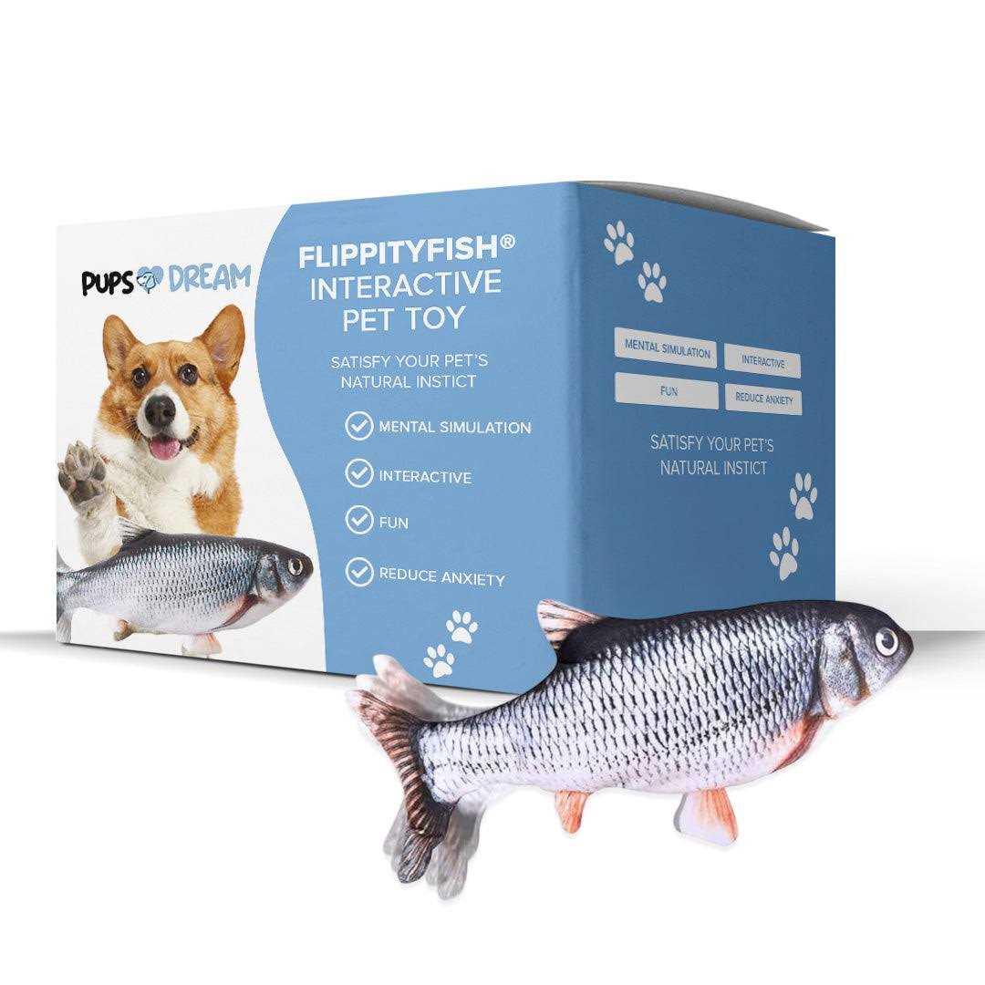 PupsDream FlippyFish Interactive Pet Toy, Moving Fish To Challenges Natural Instincts, For Dogs & Cats, High Quality And Durable Material