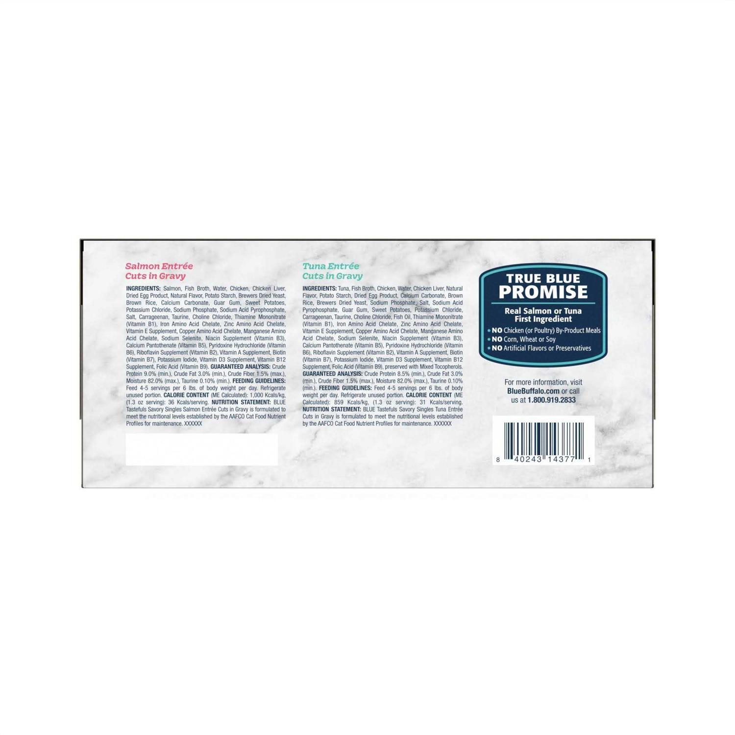 Alternative view of Blue Buffalo Tastefuls Savory Singles Salmon and Tuna Cuts in Gravy Wet Cat Food Variety Pack