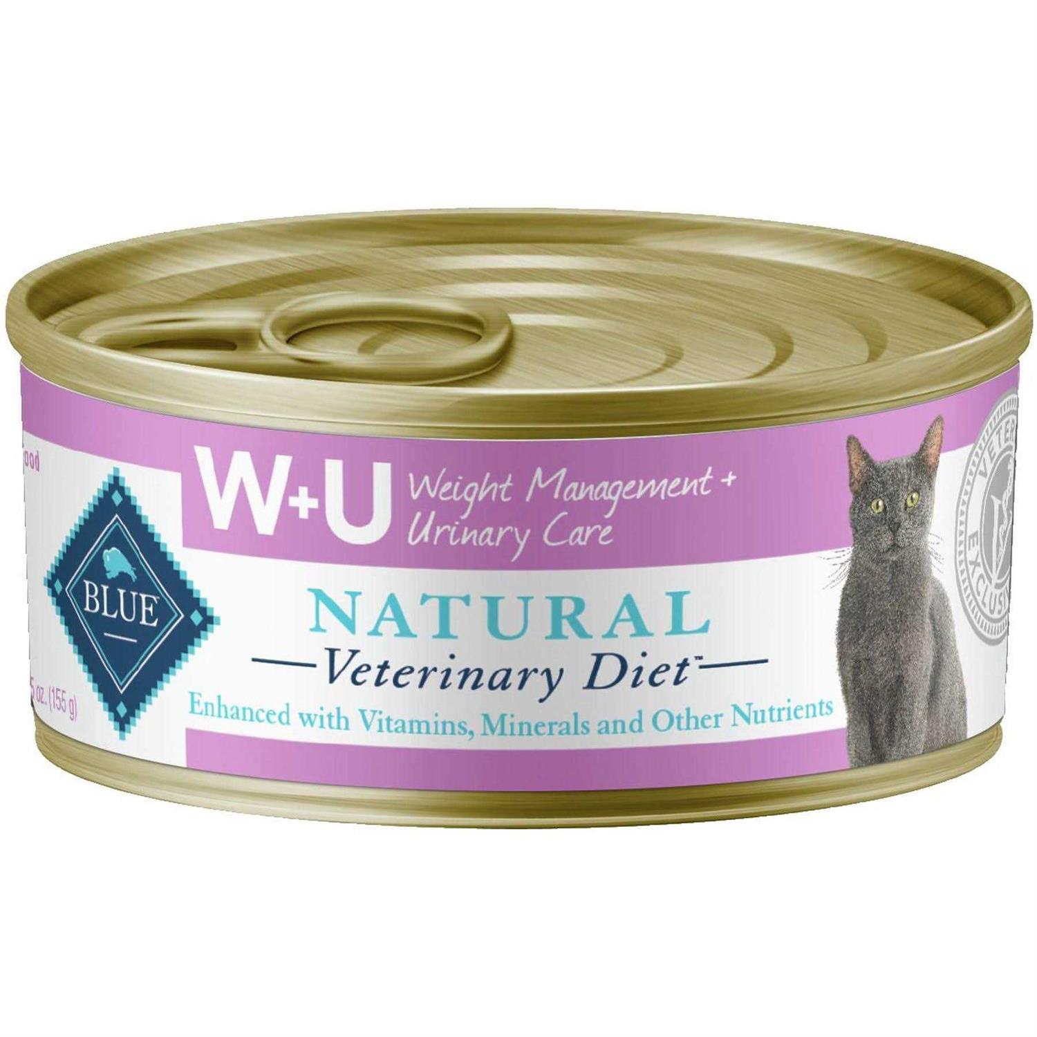 5.5-oz W+U Weight Management + Urinary Care Grain-Free Canned Cat Food Blue Buffalo Natural Veterinary Diet case of 24