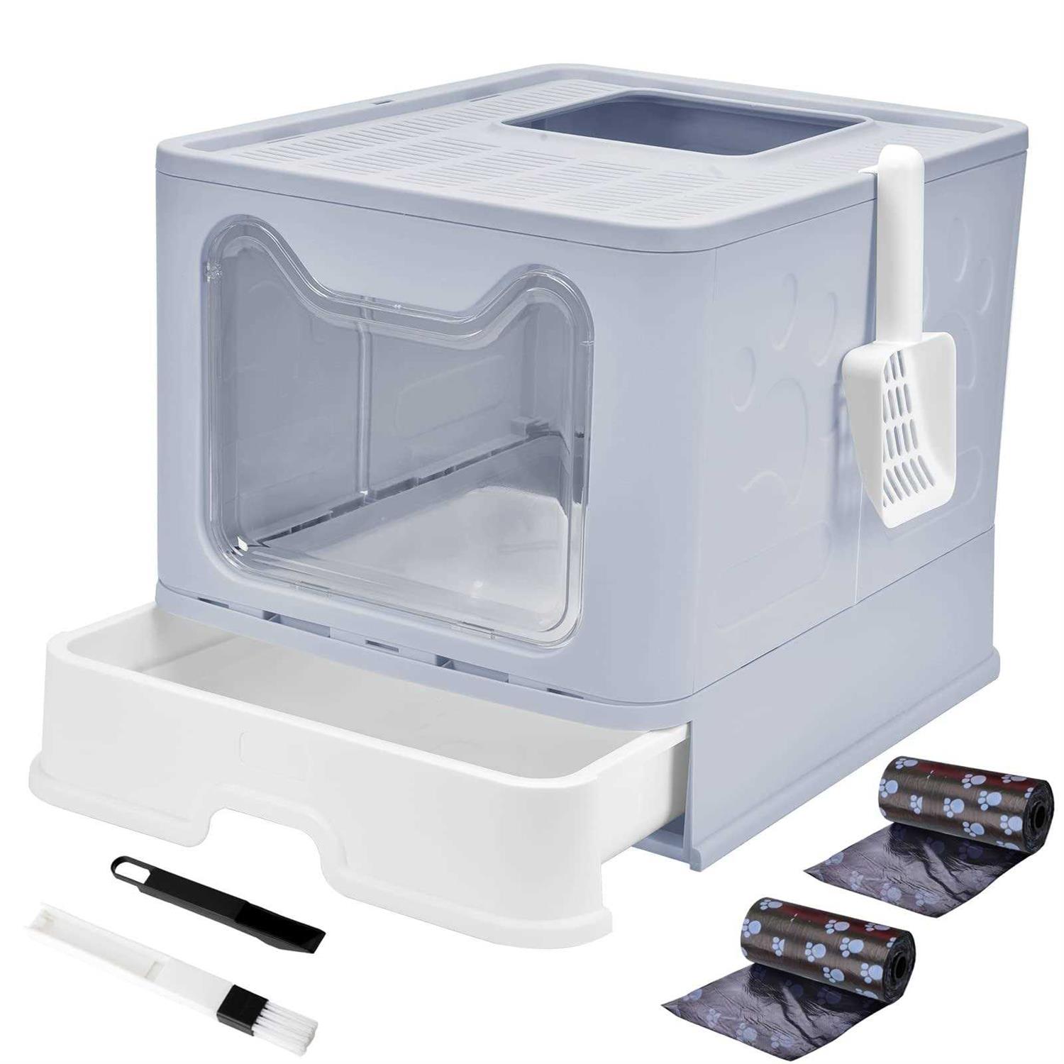 Panghuhu88 Foldable Cat Litter Box with Lid Large Top Entry Cat Toilet