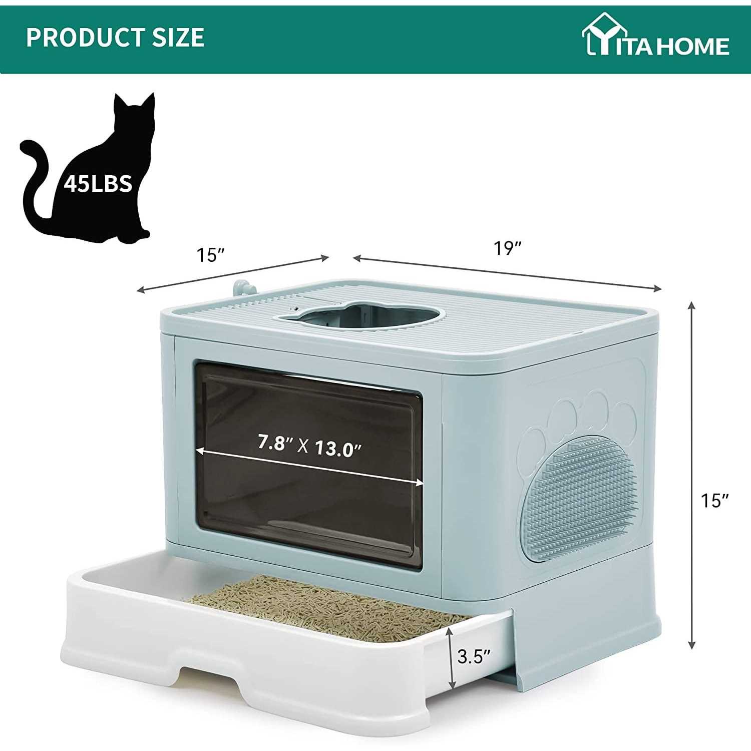 Alternative view of YITAHOME Large Enclosed Cat Litter Box with Lid Cover