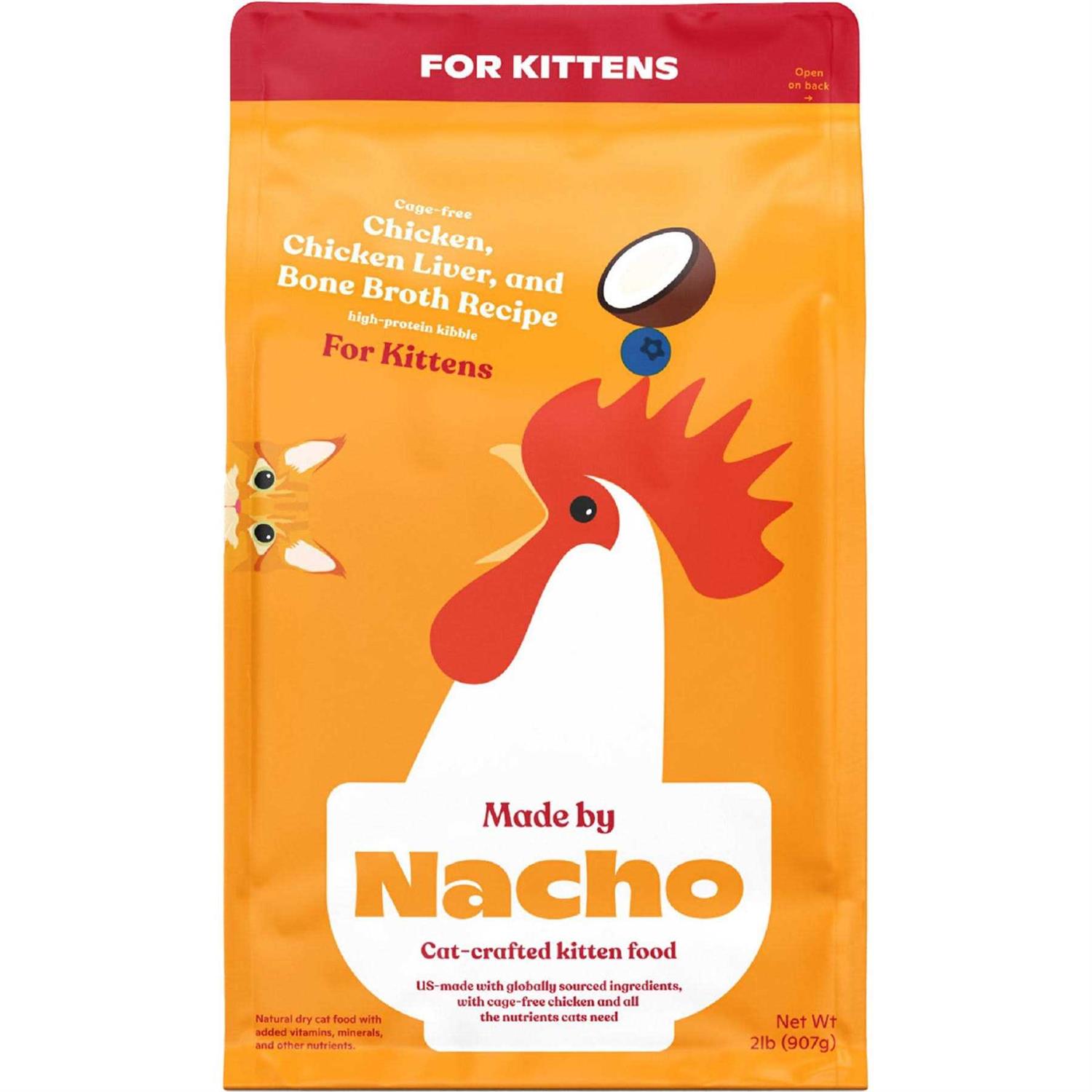 Made by Nacho Cage-Free Chicken Chicken Liver & Bone Broth Recipe Kittens Dry Cat Food