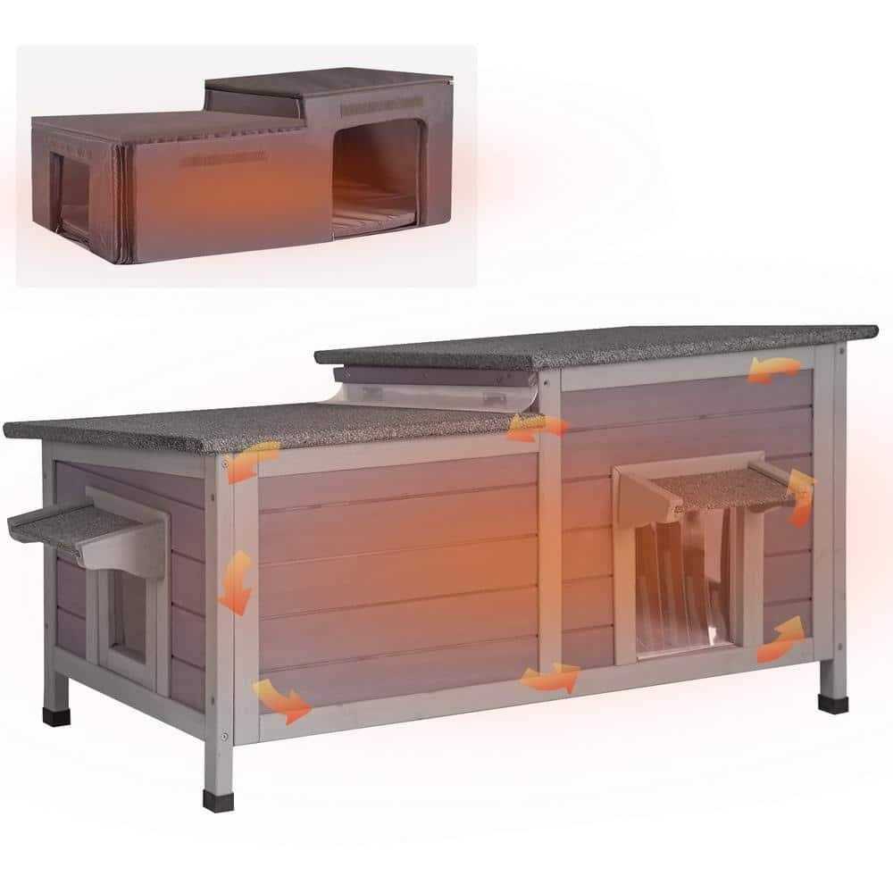 aivituvin Insulated Cat House for Outside Winter Warm Liner Inside AIR93-IN