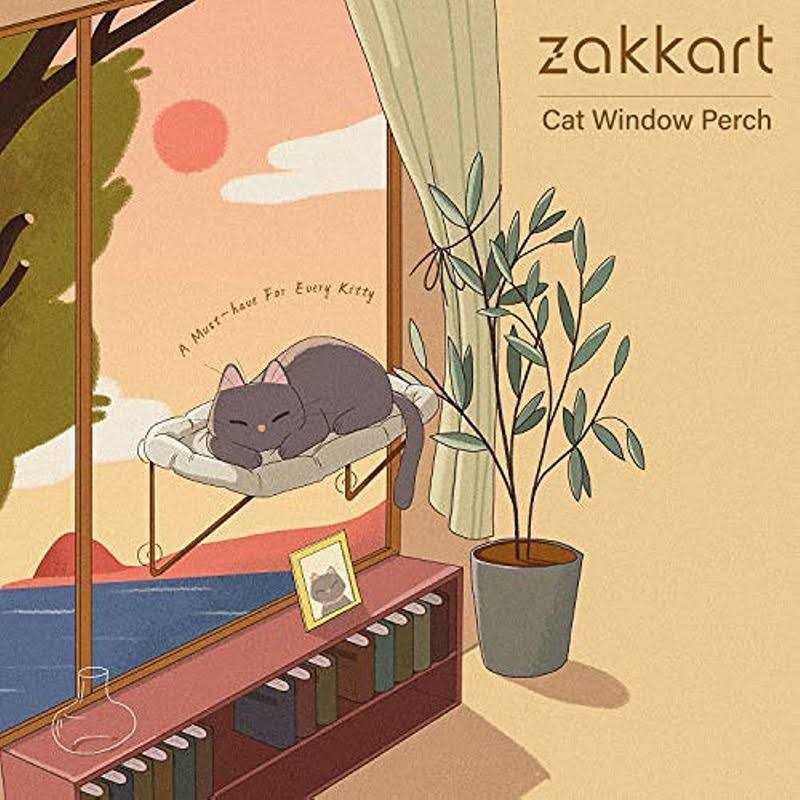 Alternative view of Zakkart Cat Window Perch 100% Metal Supported from Below