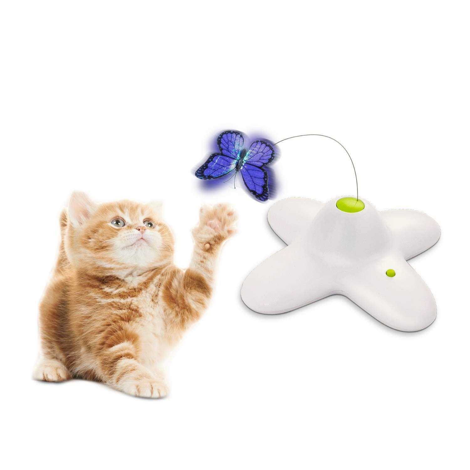 All for Paws Interactive Flutter Bug Cat Butterfly Toy with Two Replacements Kitten Toys for Indoor Cats