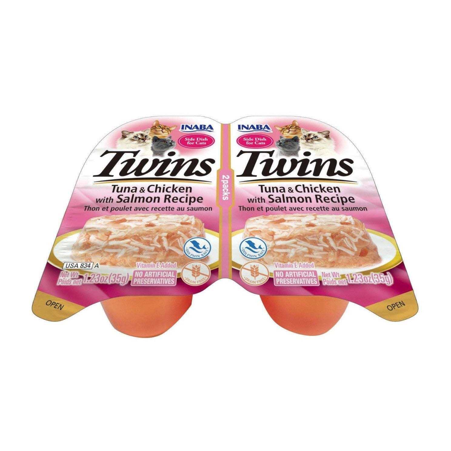 Inaba Twins Tuna and Chicken with Salmon Recipe Side Dish for Cats