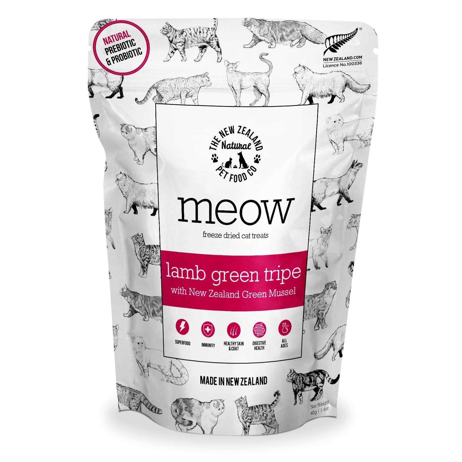 The New Zealand Natural Pet Food Co. Meow Lamb Green Tripe Freeze Dried Cat Treat
