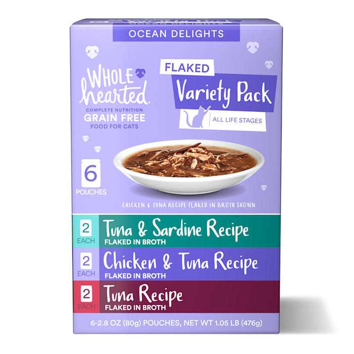 WholeHearted Grain Free Ocean Delights Flaked Wet Cat Food Variety Pack for All Life Stages