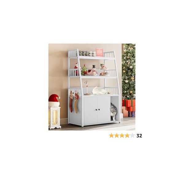 Alternative view of YITAHOME Cat Litter Box Enclosure with Storage Shelves Indoor Large Litter Box Furniture Wooden Hidden Cat Cabinet Washroom