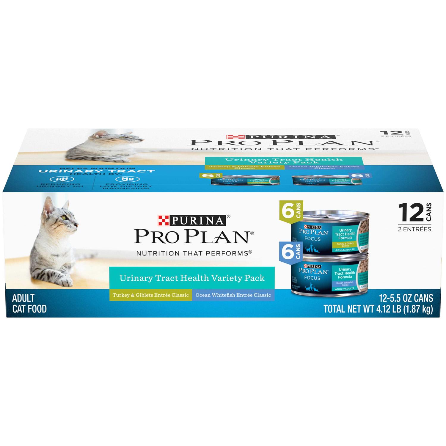 Purina Pro Plan Urinary Tract Health Wet Cat Food Variety Pack, Turkey & Giblets and Ocean Whitefish