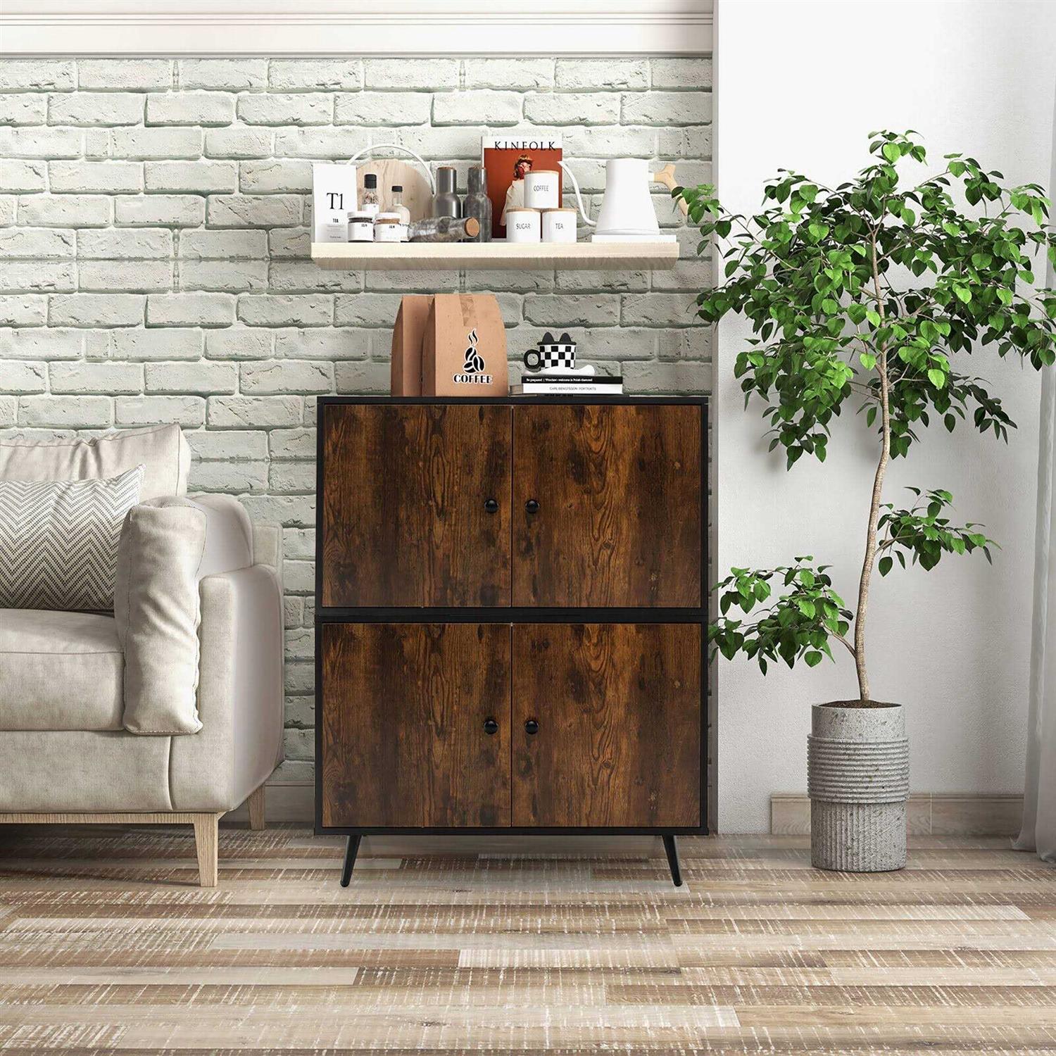 Alternative view of Tangkula Industrial Cat Litter Box Enclosure Hidden Washroom Cat House End Table Cabinet