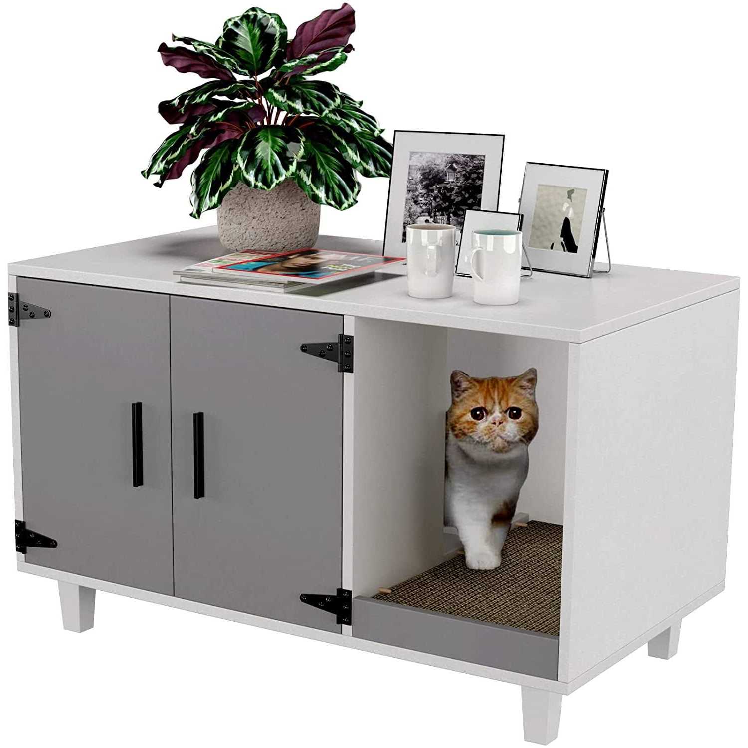Alternative view of GDLF Pet Crate Cat Washroom Hidden Litter Box Enclosure as Table Nightstand with Scratch Pad,Stackable