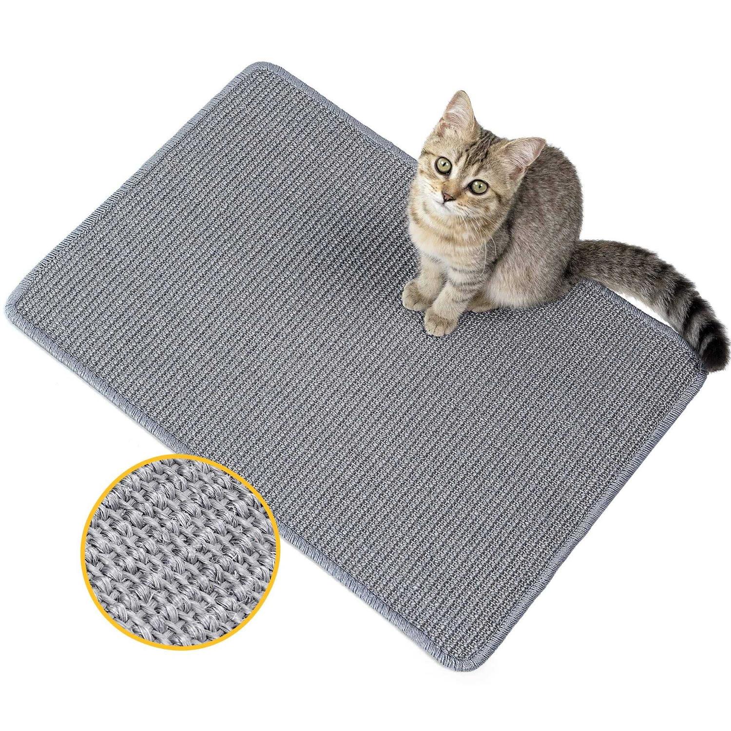 Conlun Cat Scratcher Mat,Natural Sisal Cat Scratch Pad,Horizontal Floor Cat Scratching Pads Rug for Indoor Cats Grinding Claws Nails,Cat Furniture