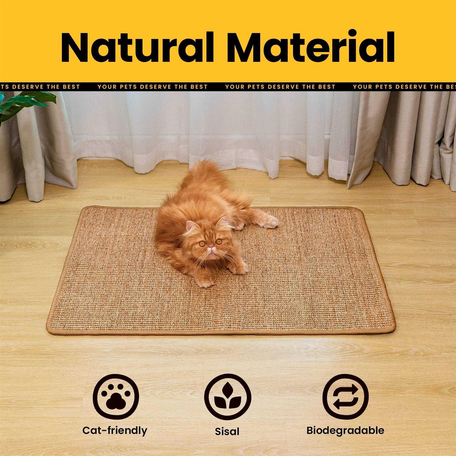 Alternative view of Conlun Cat Scratcher Mat,Natural Sisal Cat Scratch Pad,Horizontal Floor Cat Scratching Pads Rug for Indoor Cats Grinding Claws Nails,Cat Furniture