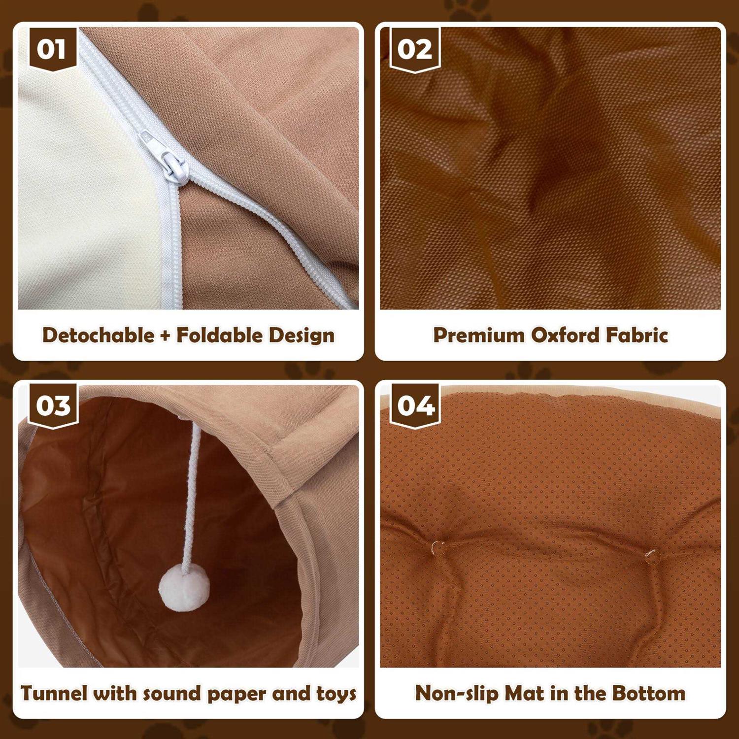 Alternative view of Coziwow Cat Tunnel with Cat Bed