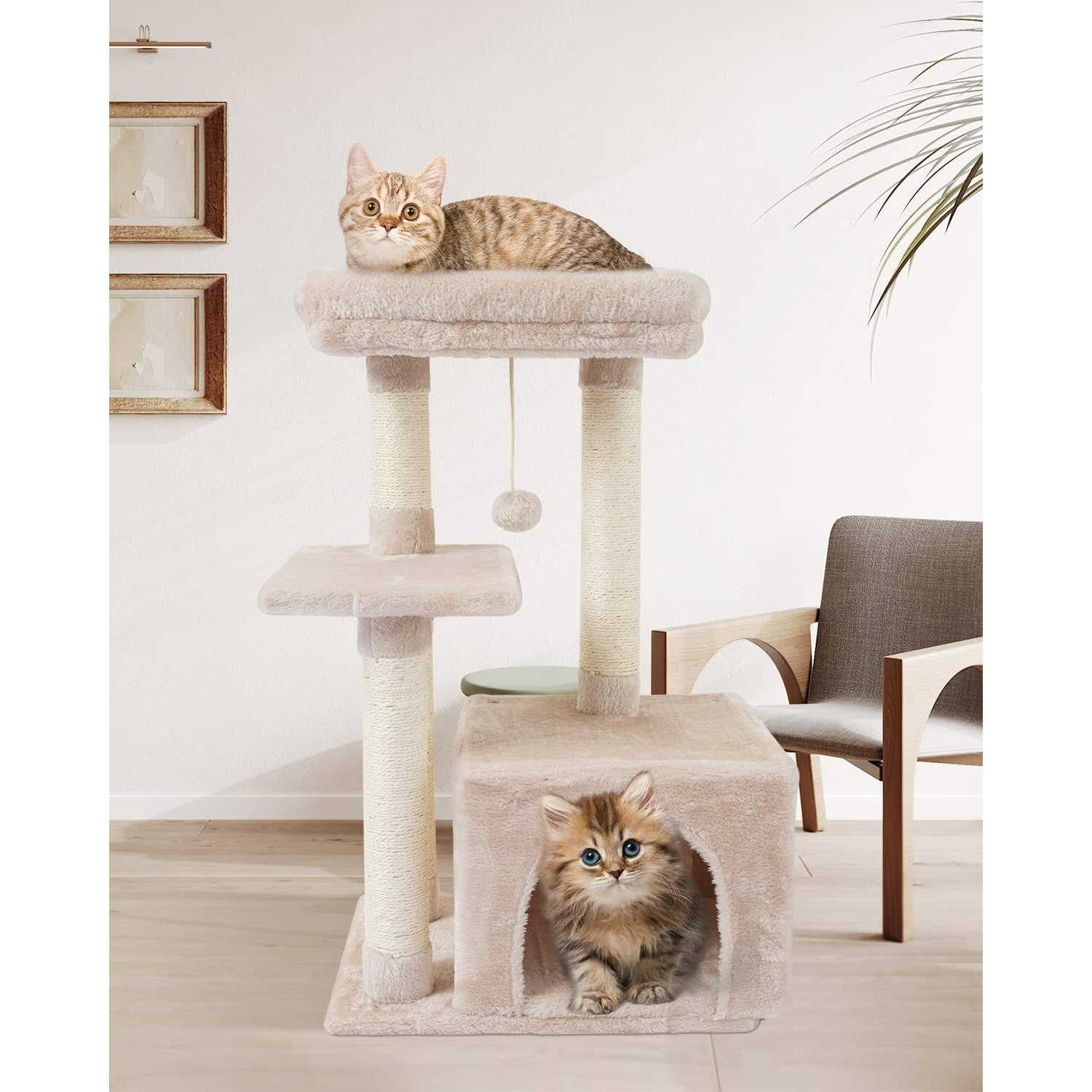 Alternative view of FISH&NAP Cute Cat Tree Kitten Cat Tower for Indoor Cat Condo Sisal Scratching Posts with Jump Platform Cat Furniture Activity Center Play House