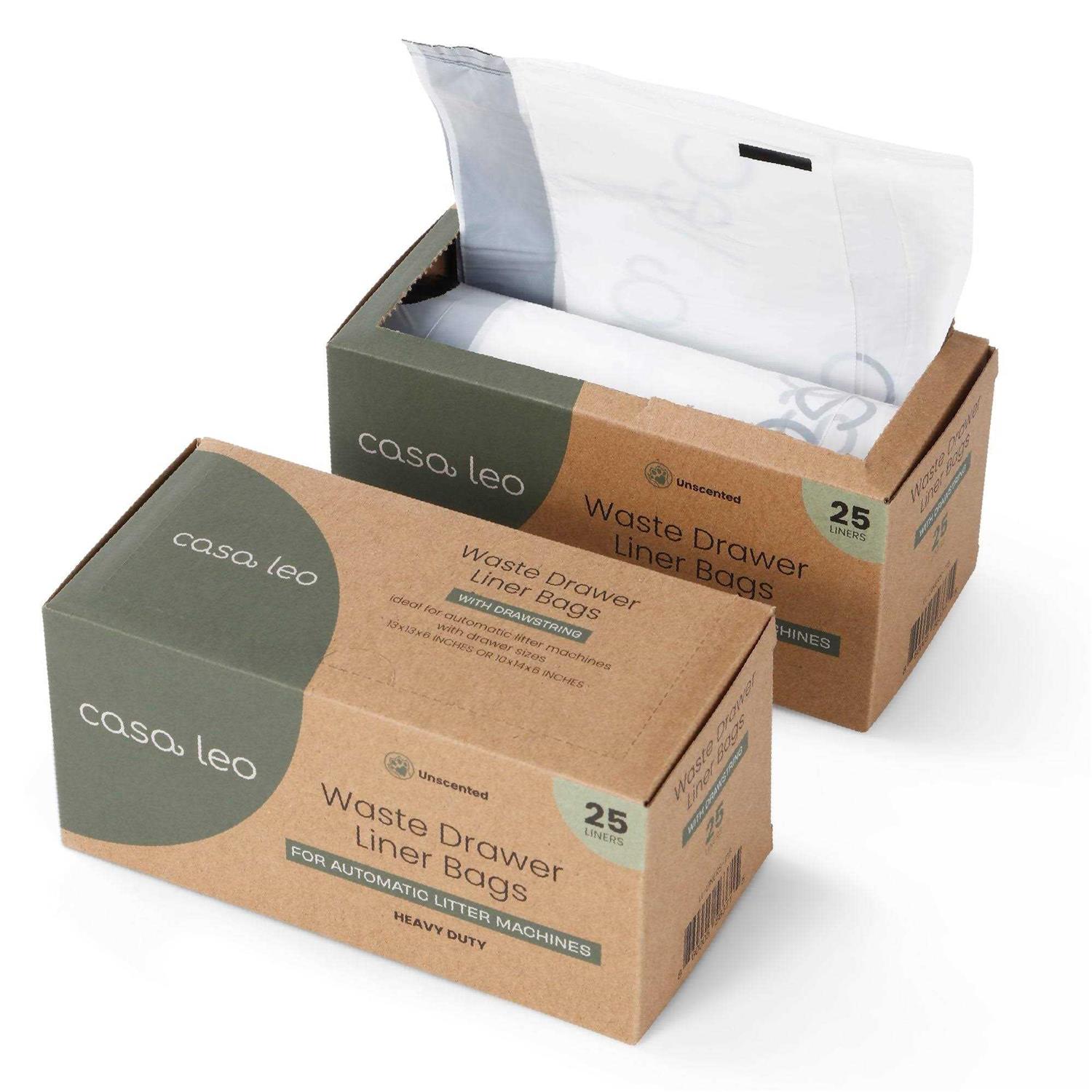 Casa Leo Leo's Loo Unscented Self-Cleaning Drawstring Waste Drawer Box Liners